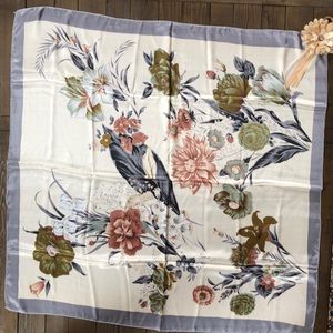 Awesome floral vintage large square silk scarf